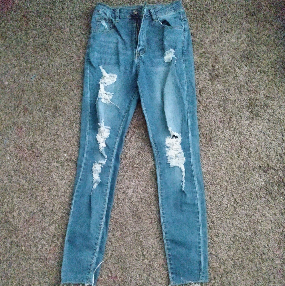 Shein ripped blue jeans